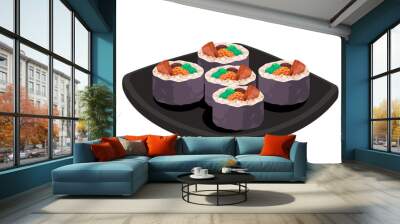 Gimbap kimbap roll rice seaweed korean food vector drawing illustration Wall mural