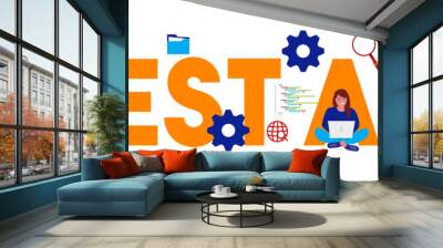 Representational State Transfer REST API - Application program interface words. large text illustration Wall mural