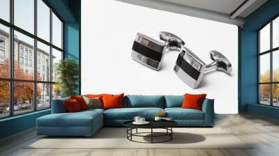 cufflinks silver on white backgrounds Wall mural