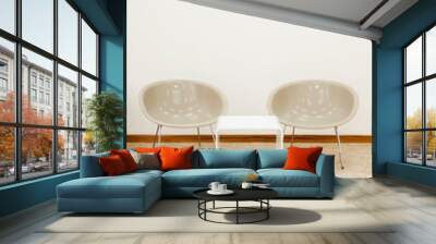 two beige chairs and white coffee table Wall mural