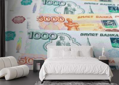 Currency Russian rubles - paper banknotes of Russian rubles. Money background. Wall mural