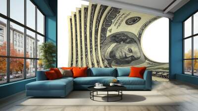 Dynamic composition of several dollars banknotes isolated Wall mural