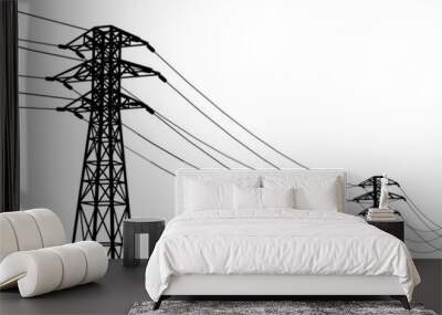 power line on a white background Wall mural