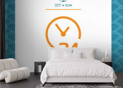 Open around the clock icon. Opening hours symbol icon Wall mural