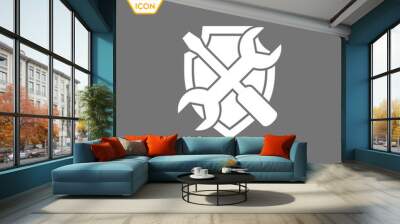 Service symbol icon - shield with screwdriver and wrench Wall mural