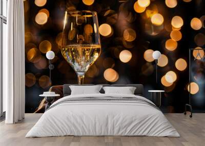 Celebration closeup luxury wine glass in hand Wall mural