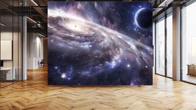 Spiral Galaxy and Planet Wall mural