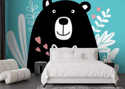 Bear family scandinavian style Wall mural