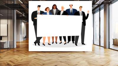 Business people holding blank banner on white. vector illustration Wall mural