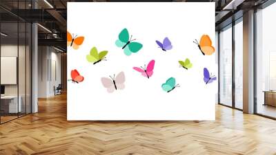 color flying butterflies seamless pattern. beautiful insects isolated on white background. spring su Wall mural