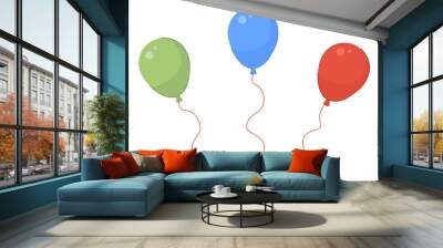 Colorful balloons. Birthday party decoration in cartoon style Wall mural