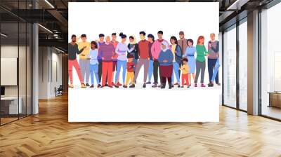 Diversity population. Multiethnic teens diverse people group, public society arab community crowd adult and teen person multiracial business union, flat vector illustration Wall mural