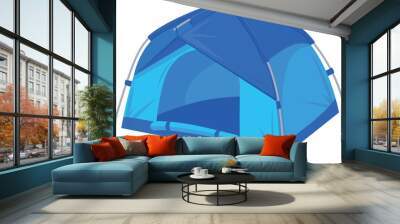 Dome tent cartoon icon. Blue fabric shelter Wall mural