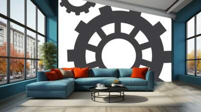 Gears black icon. Cogwheel symbol. Process technology Wall mural