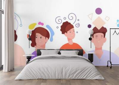 Human personality feelings. Brain imagination dream, different people think, mindset psychology, emotion behavior, abstract attitude, mind focus, splendid vector illustration Wall mural