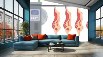 Industrial butchery illustration. Cartoon meat production manufacture Wall mural