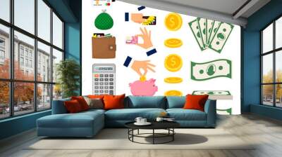 Money icons big collection Wall mural