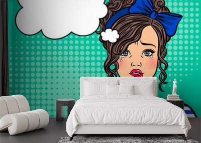 Pop art crying girl Wall mural