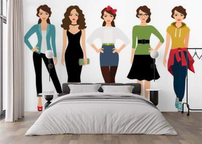 women fashion styles illustration Wall mural