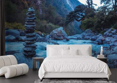 Mountain landscape Himalayas. rivers and jungle Nepal. mountain meditation  Wall mural