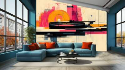 Abstract Turntable Art with Vibrant Colors Wall mural