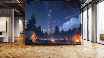 Camping Under the Stars Wall mural