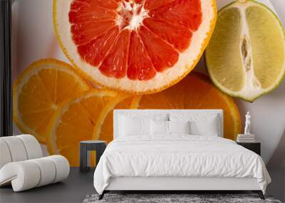 sliced citruses on white  Wall mural