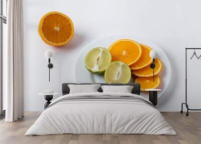 sliced citruses on white  Wall mural