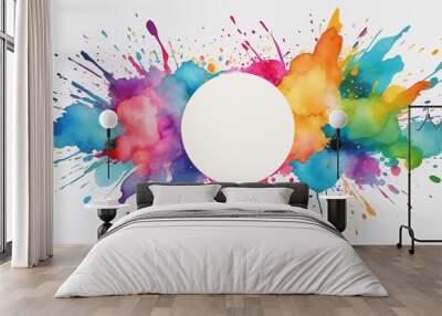 Colorful watercolor splash with a blank circle for text or design Wall mural