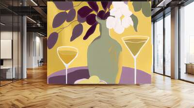 Pastel illustration of brunch Wall mural