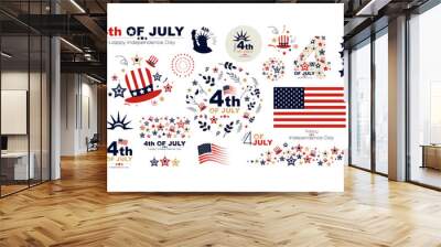 4th of July collection. Modern vector design. Wall mural