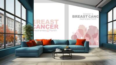 Breast Cancer Awareness Month card set. Wall mural