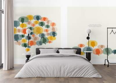 Different people in chat bubbles. Communication collection. Wall mural