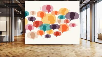 Different people in chat bubbles. Communication concept. Wall mural