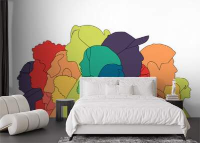 Different people stand side by side together. Flat vector illustration. Wall mural