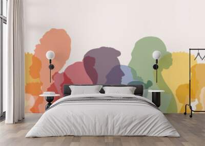 Different people stand side by side together. Flat vector illustration. Wall mural