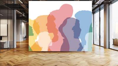 Different people stand side by side together. Flat vector illustration. Wall mural