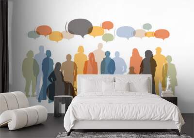 Different people with chat bubbles. Communication concept. Wall mural