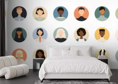 Icons of different people. Modern design. Wall mural