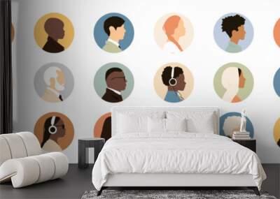 Icons of different people. Modern design. Wall mural