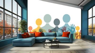 People and hands silhouettes. Wall mural