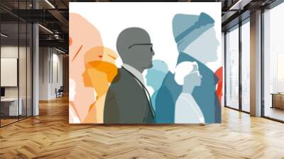 People of different professions together. Transparent background. Wall mural