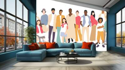 People stand side by side together. Flat vector illustration. Wall mural