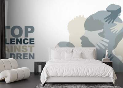 Stop Violence Against Children banner. Wall mural