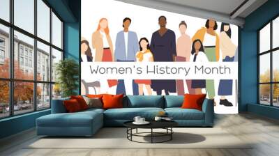 Women's History Month card. Flat vector illustration. Wall mural