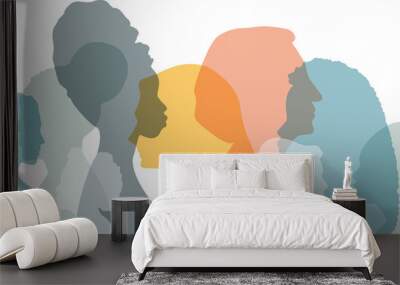 Women of different ethnicities together. Transparent background. Wall mural