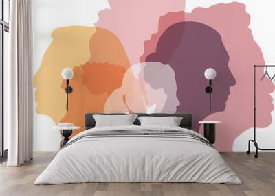 Women of different ethnicities together. Transparent background. Wall mural