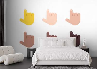 All Skin Tones Backhand Index Pointing Up Gesture Emoticon Set. Backhand Index Pointing Up Emoji Set Wall mural