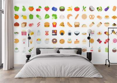 All Vector Food Emoticons in One big Set. Food Emoji Set Wall mural