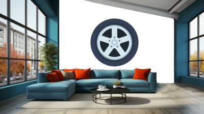 Car wheel vector isolated icon. Emoji illustration. Car wheel vector emoticon Wall mural